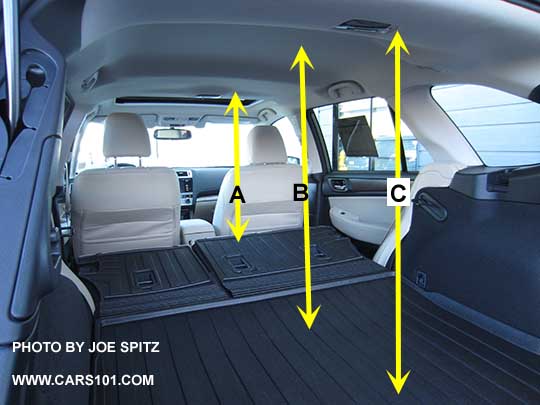 2015 Subaru outback cargo floor to ceiling measurements, hand measured