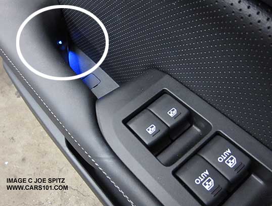 small LED inside door handle blue LED ambient light on Premium and Limited models