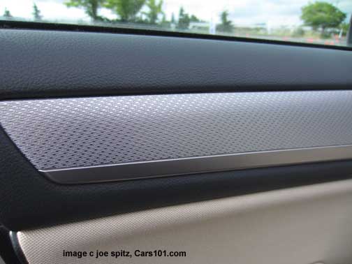 close-up of textured silver dash trim on 2015 Subaru Outback 2.5i and Premium
