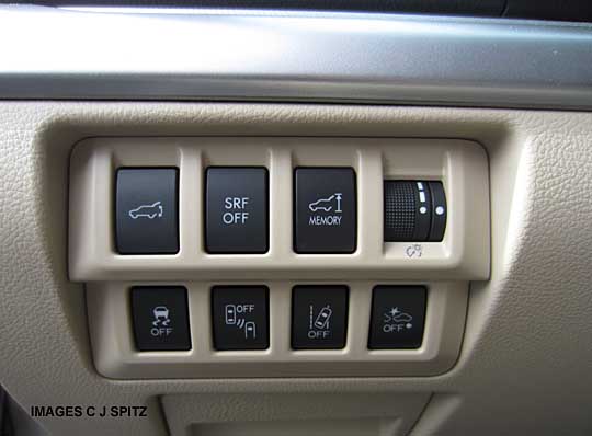 2016 and 2015 Subaru outback driver controls- Eyesight, Power rear gate, Dash light adjustment, gate memory height..