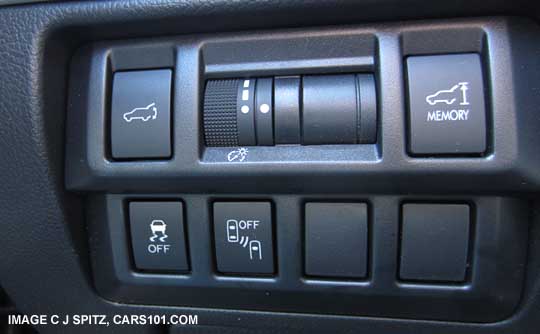 2015 and 2016 Subaru Outback driver controls with power rear gate but no eyesight controls