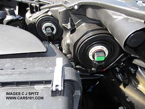 2015 Outback 2.5L engine compartment has easy access to replace headlight bulbs
