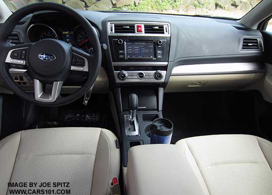 dashboard front view 2015 Outback 2.5i model, warm ivory