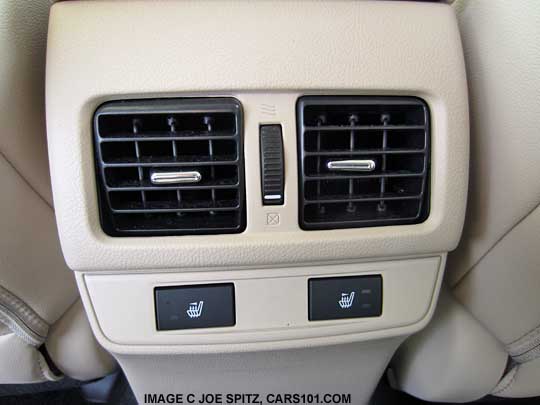 2016 Outback high/low heated rear seat buttons are on the back of the console