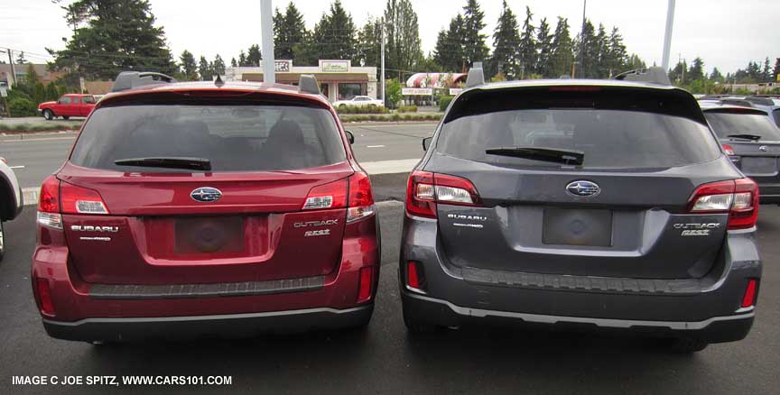 rear view 2014 (left, red) and 2015  Outbacks