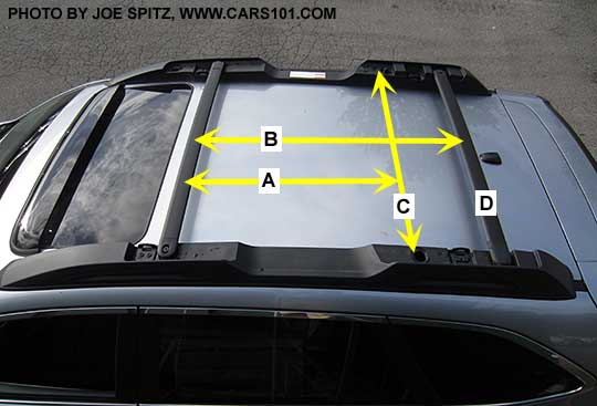 2016, 2015 Outback roof rack crossbar spread measurements