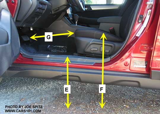 2018, 2017, 2016, 2015 Outback step in/sill and driver seat height