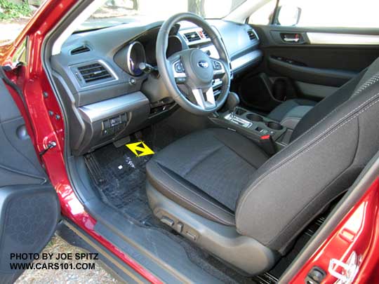 2016 and 2015 Outback front seat shown moved all the way forward