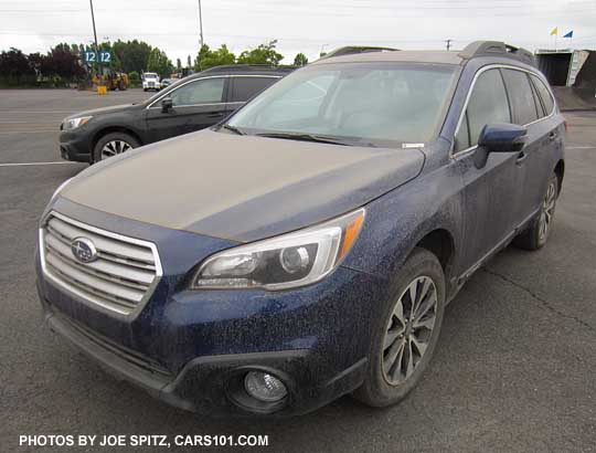 very dirty 2015 subaru outback, lapis blue pearl color