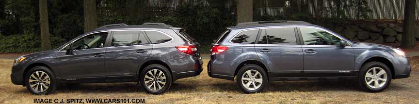 back to back, 2014 and 2015 Subaru Outbacks
