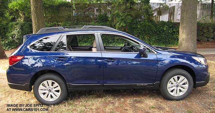 side view 2015 Subaru Outback, lapis blue pearl