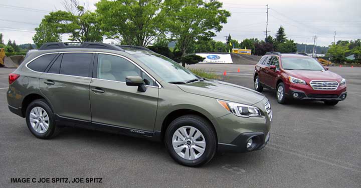 2015 Subaru Outback, wilderness green pearl shown