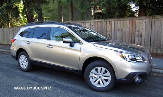 side view 2015 Outback Premium, tungsten metallic color shown