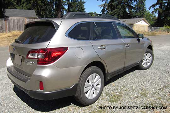 3/4 view 2015 Outback Premium, tungsten metallic color shown