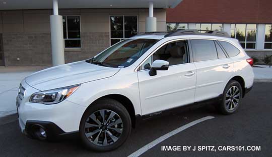 crystal white 2015 Outback Limited with optional side moldings