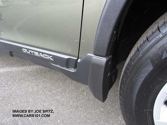 2015 subaru outback optional front splash guard, wilderness green shown