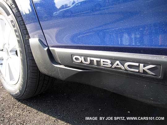 2015 Outback without mud flaps splash guards, lapis blue color shown