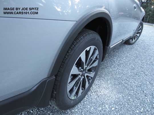 close-up of the 2016, 2015 Outback optional wheel arch moldings