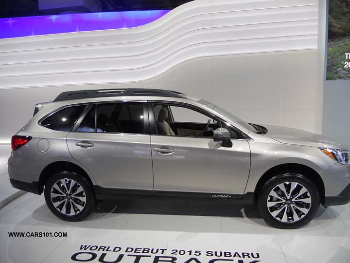 side view 2015 Subaru Outback at the NY Auto Show Debut, April 2014