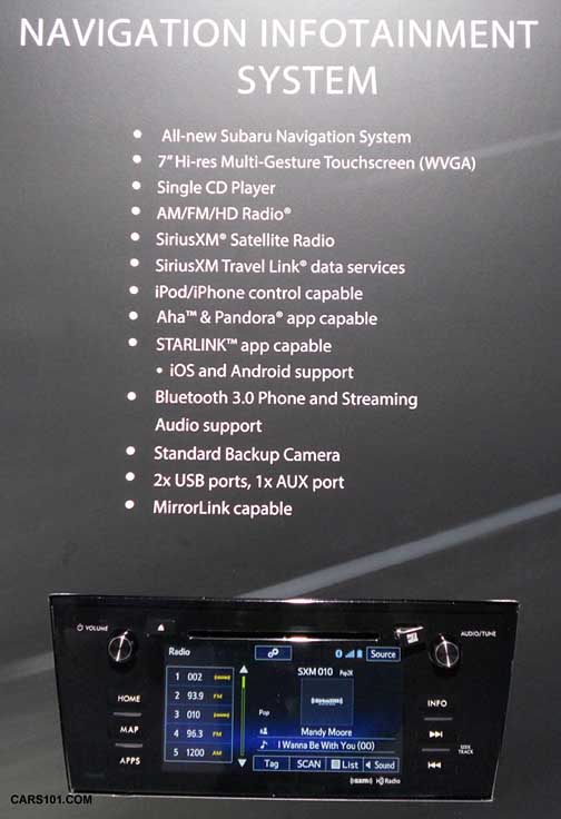 2015 Outback navigation display at the NY Auto Show debut, April 2014