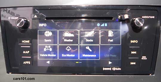 2015 Outback audio system info screen at the NY Auto Show, 4/14