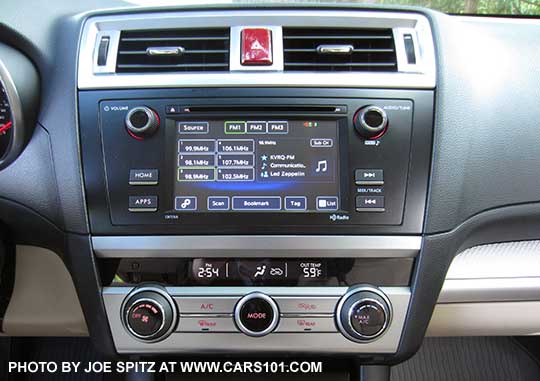 2016 Subaru Outback 2.5i base model 6.2" audio with physical buttons, matt black surround