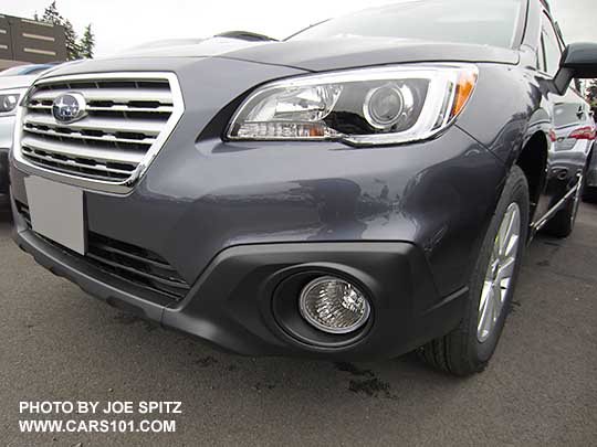 2016 Subaru Outback 2.5i Premium model fog lights. Twilight blue color shown.