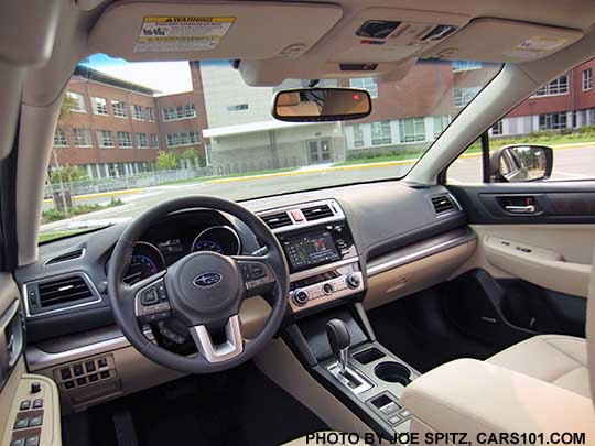2016 Subaru Outback Limited interior, wood dash trim. warm ivory