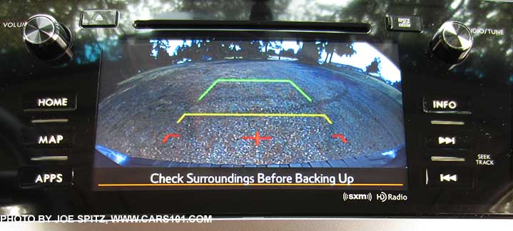 2016 Subaru Outback standard rear view back-up camera shown on the 7" audio screen on Premium and Limited models