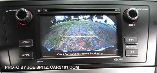 2016 Subaru Outback standard rear view back-up camera shown on the 6.2" audio screen on base 2.5i models