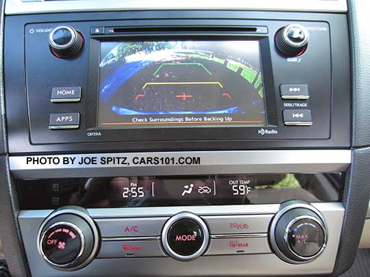 2016 Subaru Outback standard rear view back-up camera shown on the 6.2" audio screen on 2.5i models