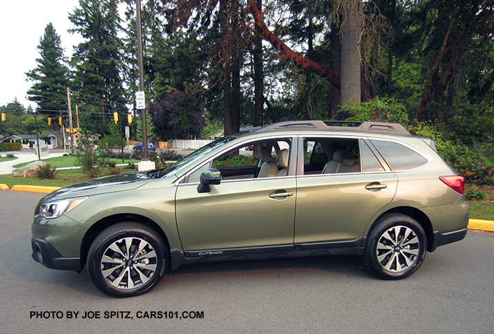 Wilderness Green 2016 Subaru Outback Limited, 18"  alloy wheels.