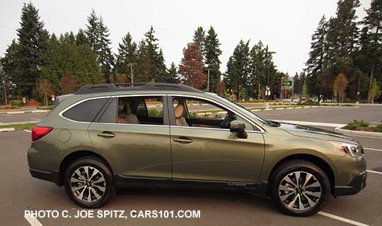 Wilderness Green 2016 Subaru Outback Limited, 18"  alloy wheels.