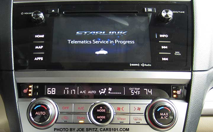 2016 Subaru Outback Starlink connected vehicle services showing IN CALL progress on the 7" audio screen