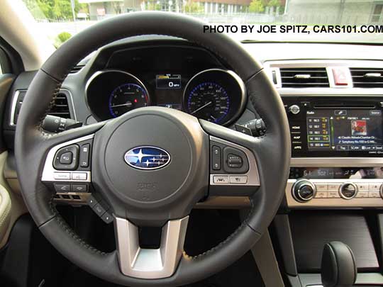 2016 Subaru Outback Premium and Limited steering wheel leather wrapped steering wheel.
