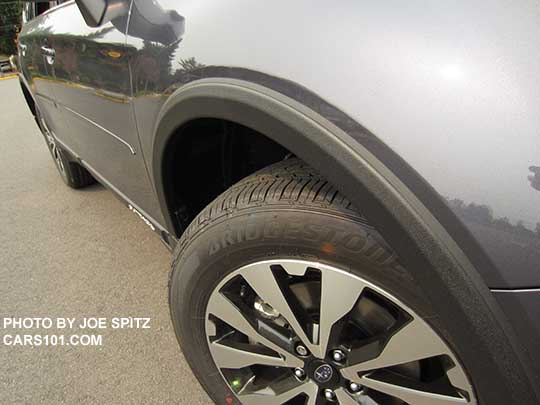 2016 Subaru Outback optional wheel arch molding. Limited shown with 18" alloy wheels