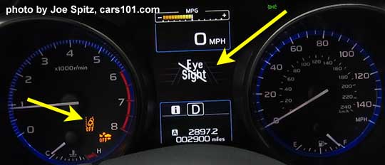 2017 Subaru Outback instrument panel showing Eyesight OFF