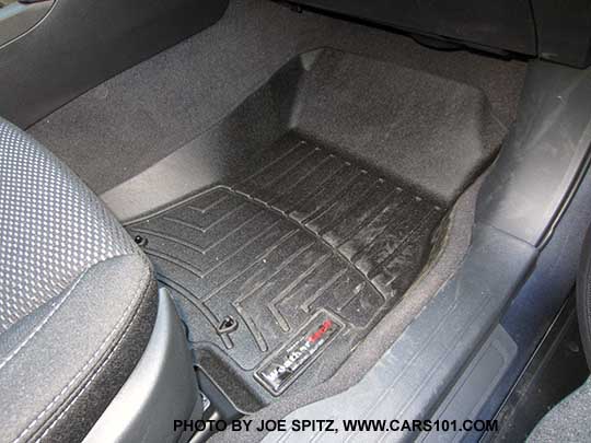 2017 Outback aftermarket Weather Tech deep dish rubber floor mats, front passenger side shown