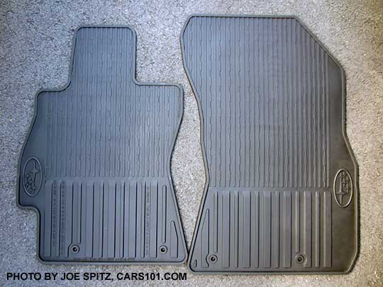 2017 Subaru Outback optional front and rear all weather rubber floor mats. Front mats shown