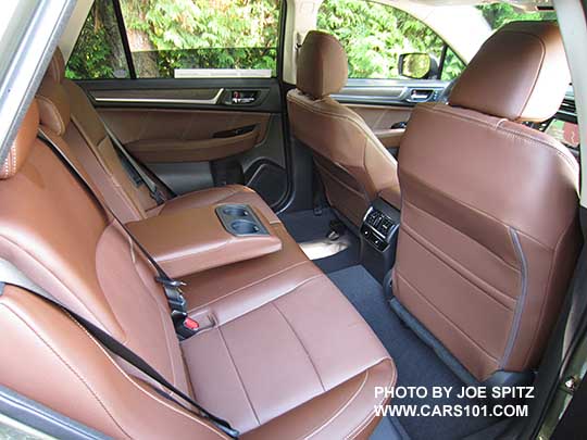 2017 Subaru Outback Touring rear seat. Java Brown leather