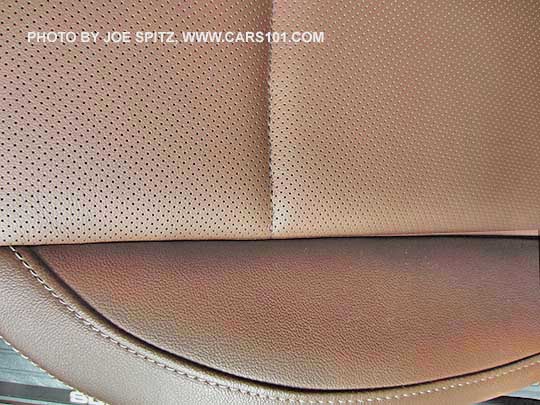 closeup of the 2017 Subaru Outback Touring Java Brown perforated leather