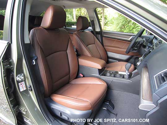 2017 Subaru Outback Touring front seats, Java Brown perforated leather trimmed
