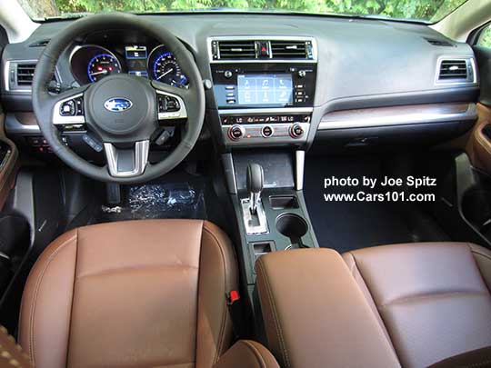 2017 Subaru Outback Touring dashboard, Java Brown perforated leather trimmed