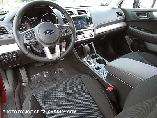 2017 Subaru Outback Premium interior with 7" audio, slate black cloth,  textured silver dash trim