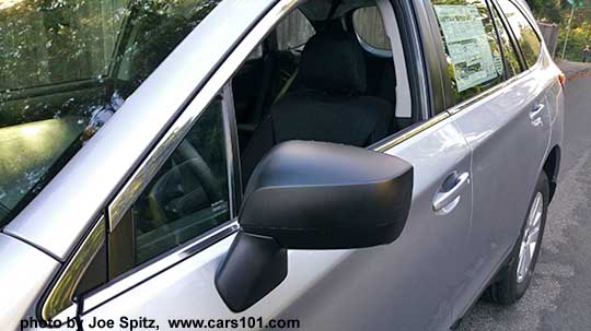 2017 Subaru Outback 2.5i unpainted black outside mirror. Ice silver shown.