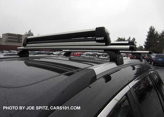 2017 Outback Touring with optional Thule crossbars and ski attachment