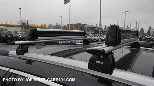 2017 Outback Touring with optional Thule crossbars and ski attachment