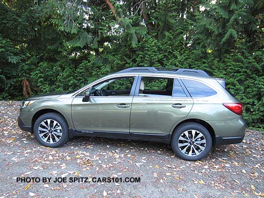 side view 2017 Subaru Outback Wilderness Green Limited