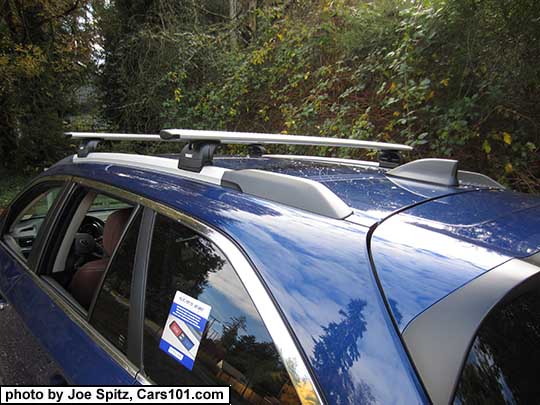 2017 Subaru Outback Touring low profile roof rails. Lapis Blue color