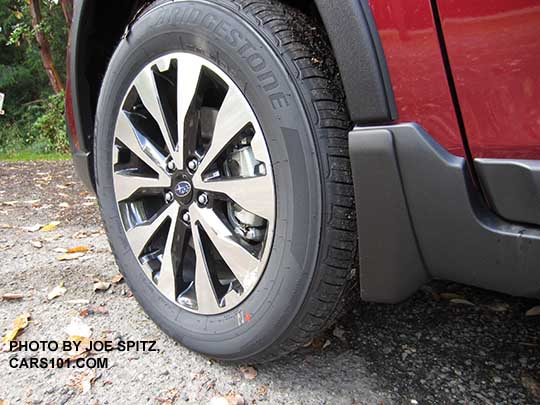 2017 Subaru Outback optional front splash guards, Venetian Red Limited model shown.